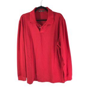 Members Mark Mens Red Stretch Cotton Polo Shirt Long Sleeve Size L